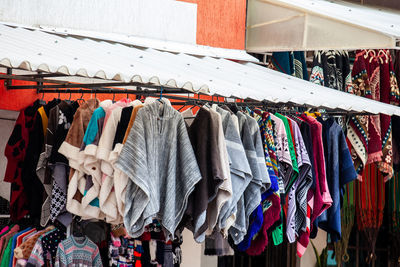 Traditional handmade ruanas at the beautiful small town of nobsa in the region of boyaca in colombia