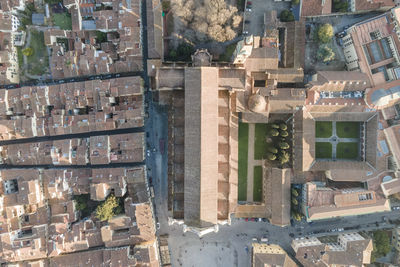 Aerial view of florence along the arno river and the old town from above, tuscany, italy,