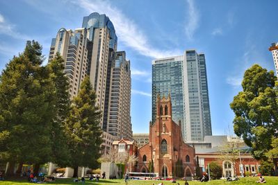 Low angle view of buildings against sky