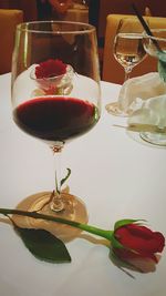 Close-up of wineglass on table