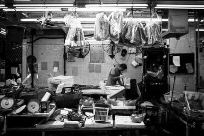 People at market stall