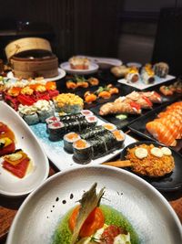 High angle view of food on table