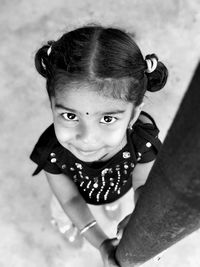 High angle portrait of smiling boy