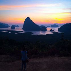 Scenic view of sea at sunset