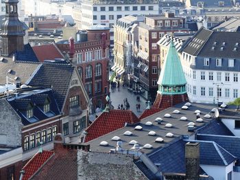 High angle view of buildings in city