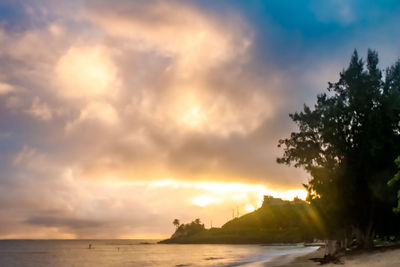 Scenic view of sea against sky during sunset