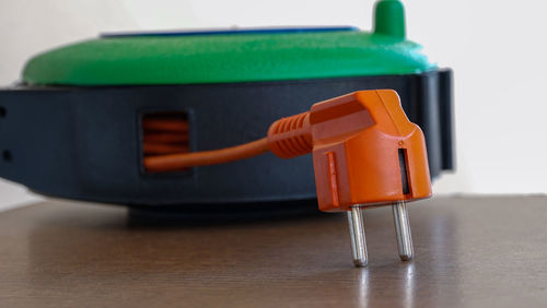 Close-up of toy car on table