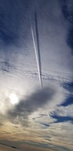 Low angle view of vapor trail in sky