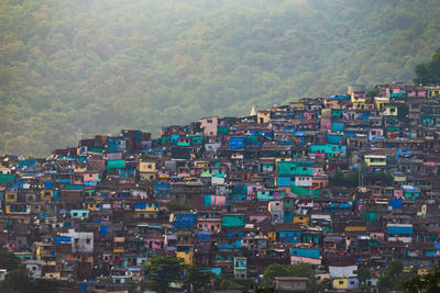 High angle view of townscape against sky