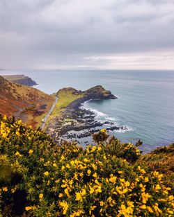 Scenic view of sea against cloudy sky