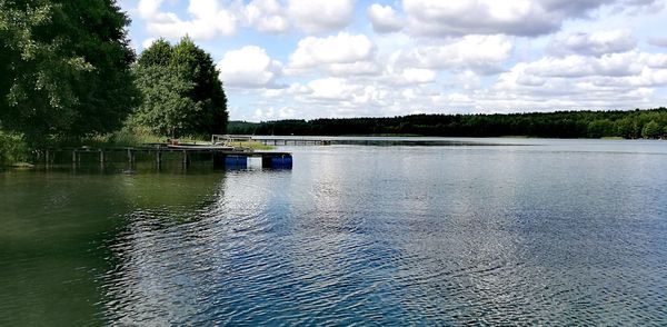 Scenic view of lake against sky