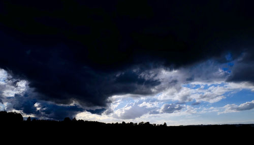 Silhouette of landscape against cloudy sky