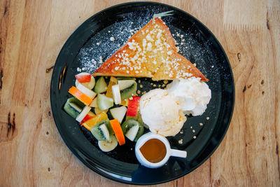 Close-up of food in plate on table