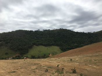 Scenic view of sand dunes against sky