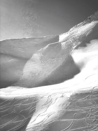 Aerial view of snow covered land