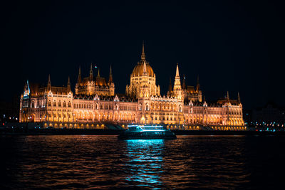 Illuminated buildings at waterfront