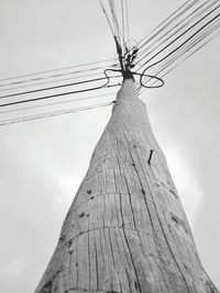 Low angle view of telephone line against sky