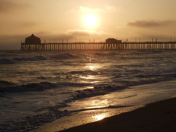 Scenic view of beach during sunset