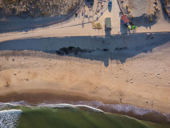 High angle view of people on beach