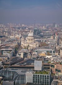 High angle view of buildings in city