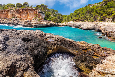 Rock formations on beach