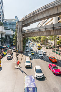 Traffic on road in city