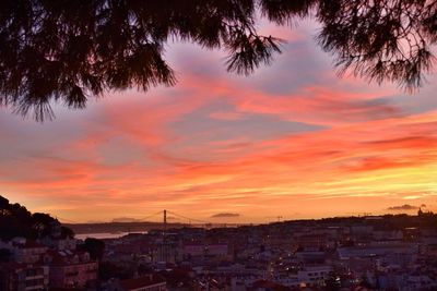 Silhouette buildings against sky during sunset