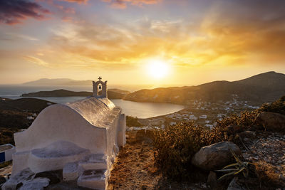 Panoramic view of sea against sky during sunset