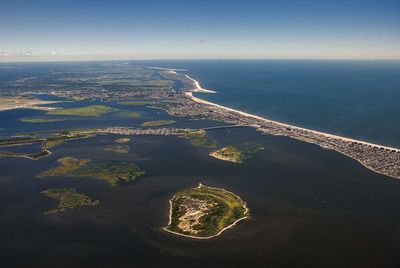 Aerial view of sea against sky