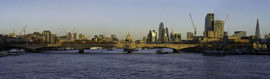 High angle view of city at waterfront