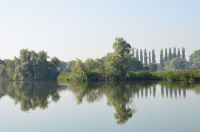 Scenic view of lake against clear sky