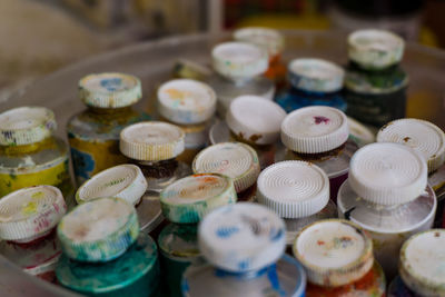 High angle view of candies for sale