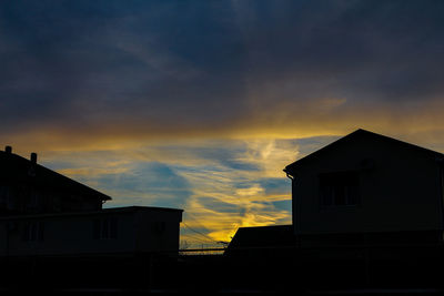 Low angle view of silhouette buildings against sky during sunset