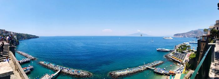 High angle view of boats in sea