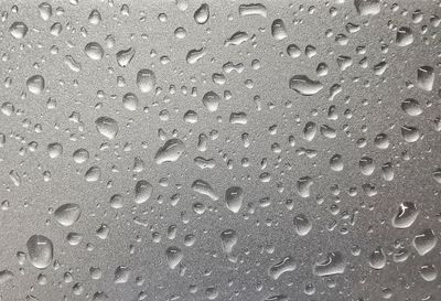 Full frame shot of raindrops on glass window