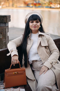 Portrait of young woman in winter