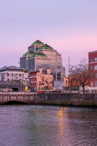 Old ulster bank office in dublin during sunset