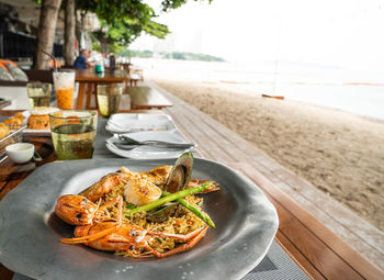 Close-up of food on table at restaurant