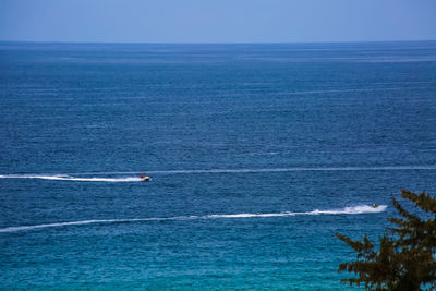 Scenic view of sea against clear sky