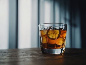 Close-up of drink in glass on table