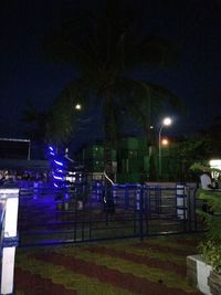 Illuminated street lights in park at night