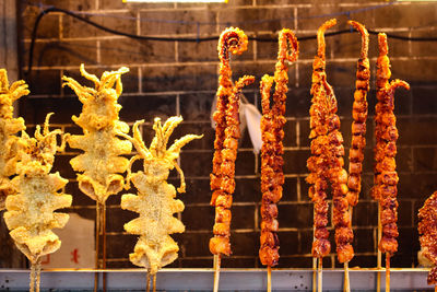 Close-up of christmas decorations for sale