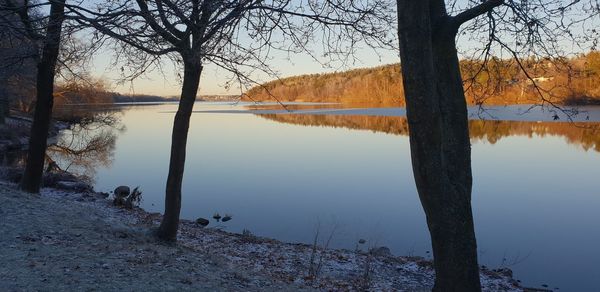 Scenic view of lake against sky