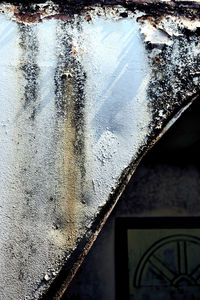 Close-up of rusty metal during winter