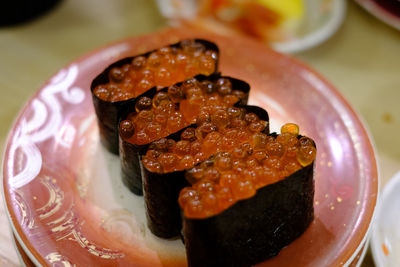 Close-up of sushi in plate