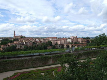 City against cloudy sky