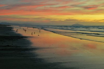 Scenic view of sea at sunset