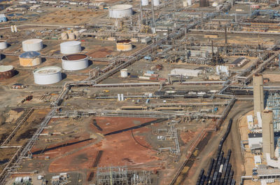 High angle view of construction site in city