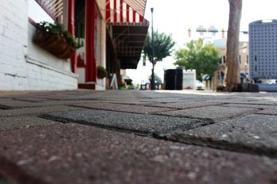 Surface level of street in city