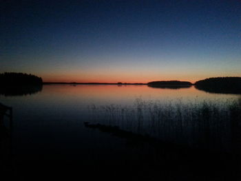 Scenic view of calm lake at sunset